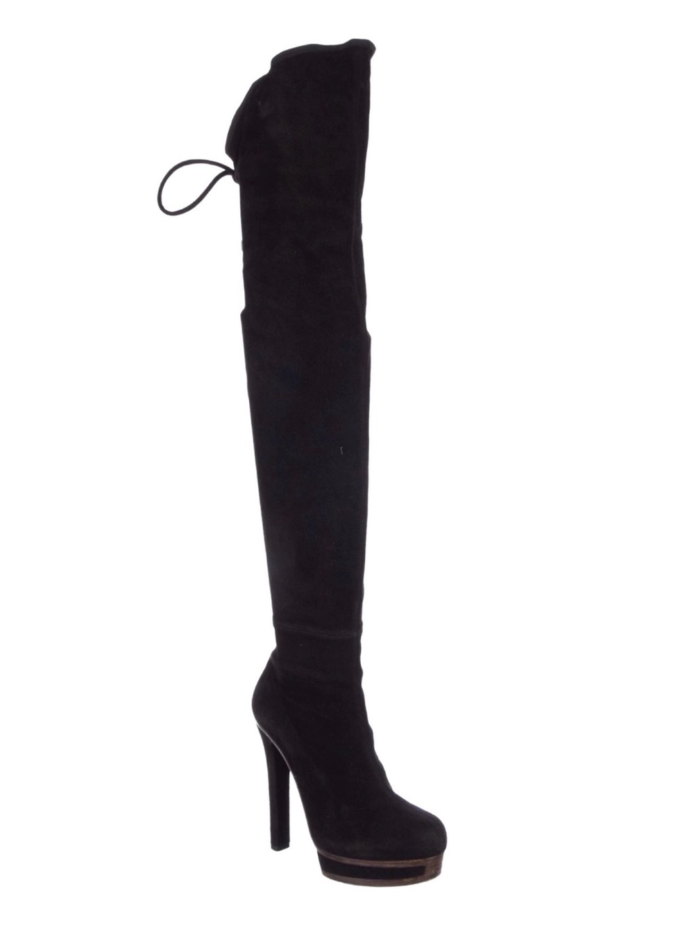 GUCCI Alonya Black Suede OTK Platform Heeled Boots